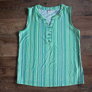 Women's Late August Sleeveless Top Size L Green Striped